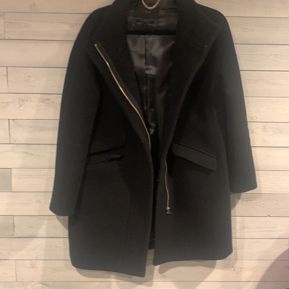 EUC jcrew 8/8P black Cocoon coat Italian stadium-cloth wool - Picture 12 of 15